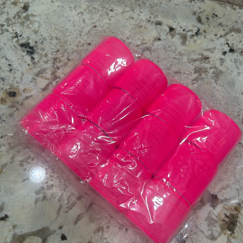 Vibrant Pink Hair Rollers (12)